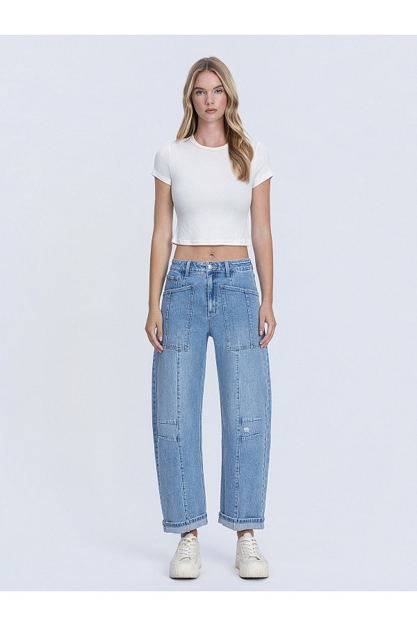 SUPER HIGH RISE PATCH POCKET CUFFED...